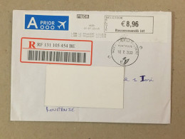 Belgie Belgique Used Letter Stamp On Registered Cover Barcode Label Printed Sticker Stamp 2023 - Sonstige & Ohne Zuordnung