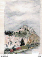 82X   04 Sisteron Aquarelle Ville Vue De L'autre Coté De La Durance - Wasserfarben