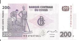 CONGO 200 FRANCS 2007 UNC P 99 A - Zonder Classificatie