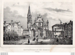 99Mq  Litho Lithographie De J. Philippe 33 Bazas La Cathédrale - Bazas