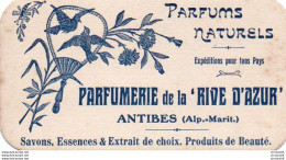 V11 96Hs Carte Publicitaire Visite Parfums Parfumerie De La Rive D'Azur à Antibes - Sonstige & Ohne Zuordnung