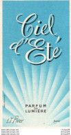 V11 96Hs Carte Parfumée Parfum Ciel D'été L.T. Piver Paris Parfumerie R. Noel à Lourdes - Antiguas (hasta 1960)