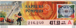 V11 96Hs   Billet De Loterie Sapeurs Pompiers Servir 43eme Tirage 1953 - Biglietti Della Lotteria