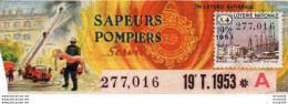 V11 96Hs   Billet De Loterie Sapeurs Pompiers Servir 19eme Tirage 1953 - Biglietti Della Lotteria