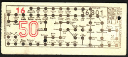 Wuppertal Kraftwagenverkehr Ruhr-Wupper ~1952 0,50 DM Omnibus- Fahrschein Boleto Biglietto Ticket Billet - Europa