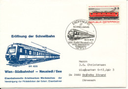 Austria Cover With Special Postmark And Cachet 30-9-1979 Opening Railroad Wien Southbahn - Neusiedi/See - Briefe U. Dokumente