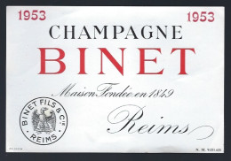 Etiquette Champagne  Millesime 1953 Binet Reims    Marne 51 - Champagne