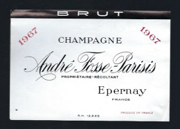 Etiquette Champagne  Brut   Millesime 1967 André Fosse Parisis Epernay    Marne 51 - Champagne