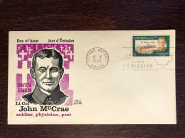 CANADA FDC COVER 1968 YEAR DOCTOR McCRAE HEALTH MEDICINE STAMPS - Covers & Documents