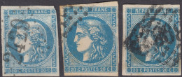 LOT De 3 BORDEAUX N°45 / 46 20c NUANCES Et CACHETS à étudier - 1870 Emission De Bordeaux