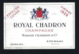 Etiquette Champagne Extra Sec English Cuvée Milléssime 1928 Royal Chadron  Epernay  Marne 51 - Champagne