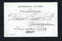 Etiquette Champagne Extra Brut Réserve Cuvée  Perrier Jouet & Cie    Epernay  Marne 51 - Champagne