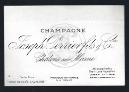 Etiquette Champagne Sélection Arme Blindée Cavalerie  Joseph Perrier Fils & Cie  Châlons Sur Marne  Marne 51 - Champagne