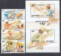 Bulgaria 1990 - Olympic Games, Barcelona'92, Mi-Nr. 3846/49+Bl. 211A, MNH** - Ongebruikt