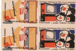 Slovakia - 4 Matchbox Labels - Television, Radio - Boites D'allumettes - Etiquettes