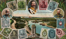 Représentation De Timbres: Stamps Deutschland, Russland, Osterreich, Bismarckturm - Lithographie 1914 - Briefmarken (Abbildungen)