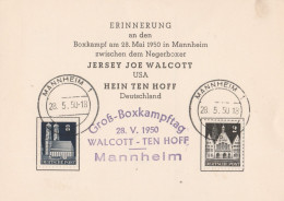 Motiv Sport Boxen Mannheim 1950 Groß Boxkampftag 28.5.1950 Jersey Joe Walcott USA - Hein Ten Hoff Deutschland - Boxing