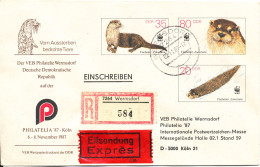 Germany DDR Registered Express WWF Postal Stationery Cover Wermsdorf 2-11-1987 (very Nice Item) - Cartas & Documentos