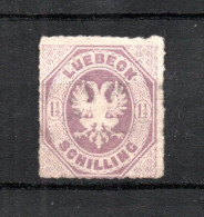 Lubeck  1865 Freimarke 14 Wappen Im Oval Ungebraucht Mit Original Gummi - Lubeck