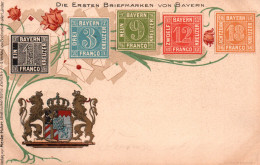 Représentation De Timbres: Stamps Germany: Die Ersten Briefmarken Von Bayern (premiers Timbres De Bavière) - Briefmarken (Abbildungen)