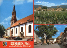 72417235 Edenkoben Ortsansicht Mit Kirche Platz Denkmal Statue Deutsche Weinstra - Edenkoben