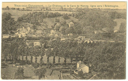 Vaux - Sous - Chèvremont -- Le Château Et La Gare De Henne, Ligne Vers L'Allemagne.   (2 Scans) - Chaudfontaine