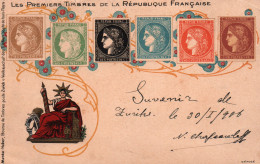 Représentation De Timbres: Premiers Timbres De La République Française - Carte Menke Huber Dos Simple - Sellos (representaciones)