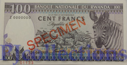 RWANDA 100 FRANCS 1989 PICK 19s SPECIMEN UNC - Rwanda