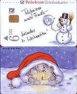 Telefonkarte A 34 11.94 Weihnachtskarte 94, Schneemann+ Mäuse, DD1411,Aufl.70000 - Unclassified