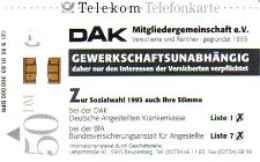 Telefonkarte S 92 01.93 DAK, DD 1302 - Sin Clasificación