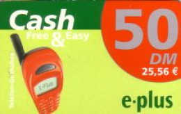 Handykarte E Plus, Cash Free & Easy, 50 DM / 25,56 € - Non Classés