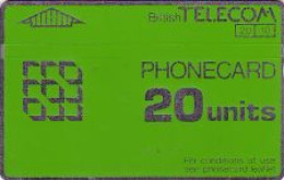 Telefonkarte Großbritannien, Grüne Karte, 20 - Unclassified