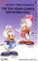 Telefonkarte Japan, Asian Games Hiroshima 1994, Comic-Figuren, 105 - Zonder Classificatie