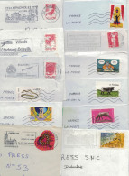 LOT 770 DE 12 LETTRES AVEC VALEURS AUTO ADHESIVES DIFFERENTES - Lettres & Documents