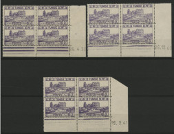 TUNISIE N° 220 3 Blocs Avec Coin Daté Du 26/4/39 Et 26/12/40 Et 19/3/41 Neufs Sans Charnière ** (MNH). TB - Unused Stamps