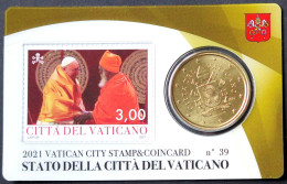 VA05021.5 - COIN CARD N°39 VATICAN - 2021 - 50 Cents + Timbre 3 Euros - Vaticano
