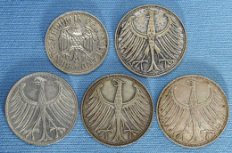 Allemagne / Germany  • 5 Mark 1951 D, 1951 F (2x), 1972 D + 2 Mark 1951 F  [24-105] - Colecciones