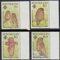 Seychellen Mi.Nr. 575-78 200.Geb. John James Audubon, Eulen (4 Werte) - Seychelles (1976-...)