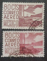 MESSICO MEXIQUE 1976 AIRMAIL VARIETY COLOR BROWN-RED ----- PURPLE-RED - Mexico