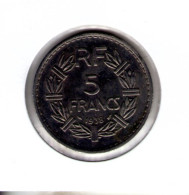 France. 5 Francs Lavrillier Nickel  1938 - 5 Francs