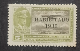 MESSICO MEXIQUE 1930 AIRMAIL ANNIVERSARIO DELLA MORTE DELL AVIATORE EMILIO CARRANZACAT YVERT N 27 MNHL - Mexico