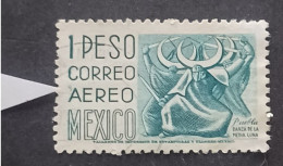 MESSICO MEXIQUE 1952 AIRMAIL  DANSE DE LA DEMI LUNE CAT YVERT N 175 VARIETY COLOR STAINS - Mexico