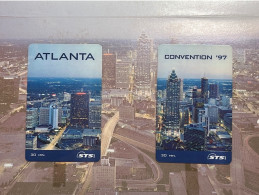 USA UNITED STATES America STS Collection Prepaid Telecard Phonecard, 1997 ATLANTA CONVENTION, Set Of 2 Cards With Folder - Sammlungen