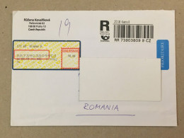 Ceska Republika Ceska Posta Used Letter Stamp Circulated Cover Registered Barcode Label Printed Sticker Praha 2019 - Autres & Non Classés