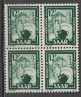 SAAR / SARRE - 1949 - YVERT N° 259 ** MNH BLOC DE 4 - COTE = 80 EUR. - Neufs