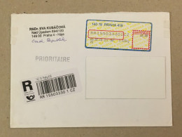 Ceska Republika Ceska Posta Used Letter Stamp Circulated Cover Registered Barcode Label Printed Sticker Praha 2015 - Andere & Zonder Classificatie