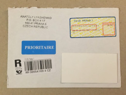 Ceska Republika Ceska Posta Used Letter Stamp Circulated Cover Registered Barcode Label Printed Sticker Praha 2014 - Altri & Non Classificati