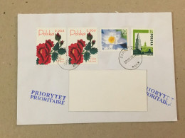 Poland Polska Used Letter Stamp Circulated Cover Rose Rosen Roses Przemysk Cathedral Clock Tower 2020 - Other & Unclassified