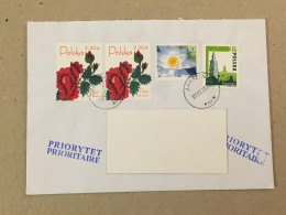 Poland Polska Used Letter Stamp Circulated Cover Rose Rosen Roses Przemysk Cathedral Clock Tower 2020 - Autres & Non Classés
