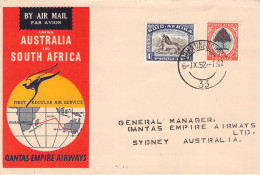 SOUTH AFRICA - FIRST FLIGHT 1952 QUANTAS AUSTRALIA - SOUTH AFRICA / 5236 - Luftpost